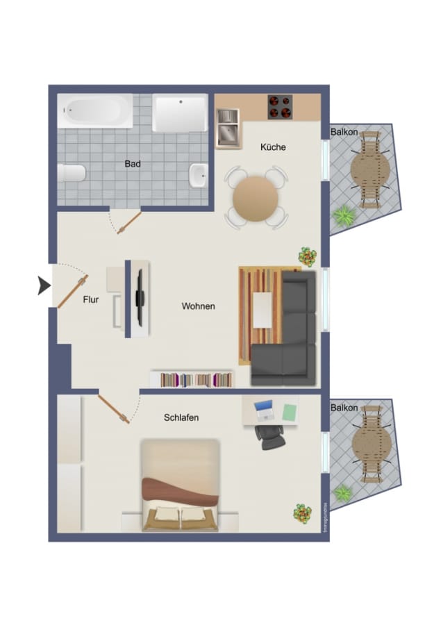 East Side Gallery: ready to move, luxury 2 room with 2 balconies for sale - Bild