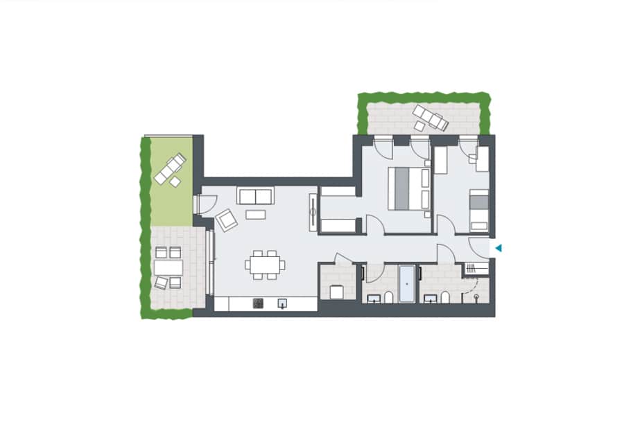 Exklusive 3 Zi Gartenwohnung mit Erstbezug direkt am Volkspark Friedrichshain! - Grundriss