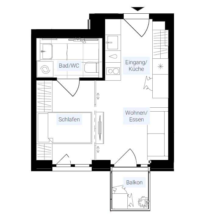 Riverside Living by Kiehlufer: Vacant 2-Room Apartment with Balcony - floor plan