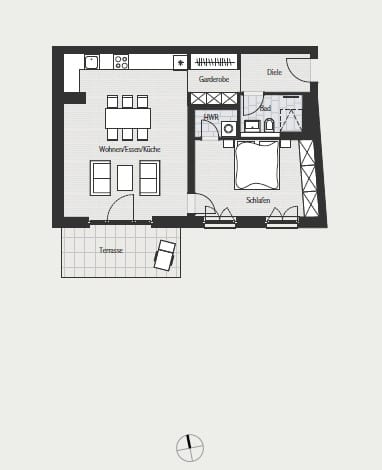 Brand new! 2 room apartment with large terrace in the centre of Berlin - floor plan