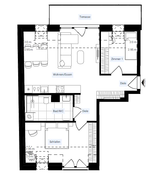 Urban Living Above the Rooftops - Spacious 5-Room Penthouse with Two Balconies in Alt-Treptow - floor plan