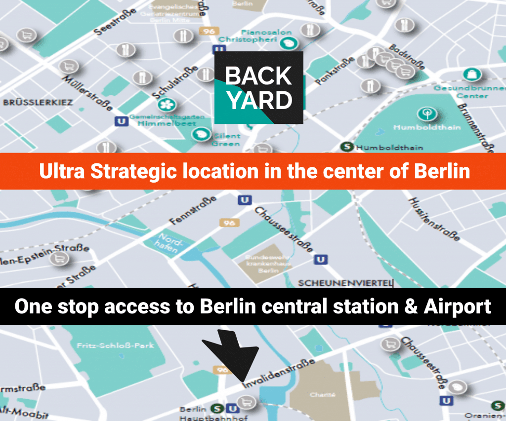 Stategic location of the backyard Berlin property close to the central station of the capital of Germany