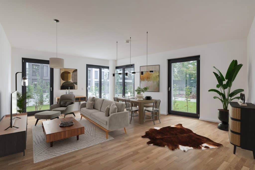 View from a ground floor apartment with garden in the The Kurfürst property in Berlin Schönebrg