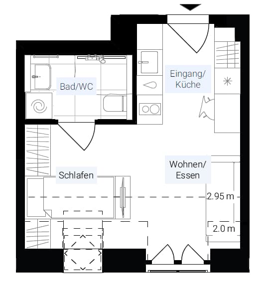 Excellent Investment: Studio Apartment in Dreiländereck with Balcony - floor plan