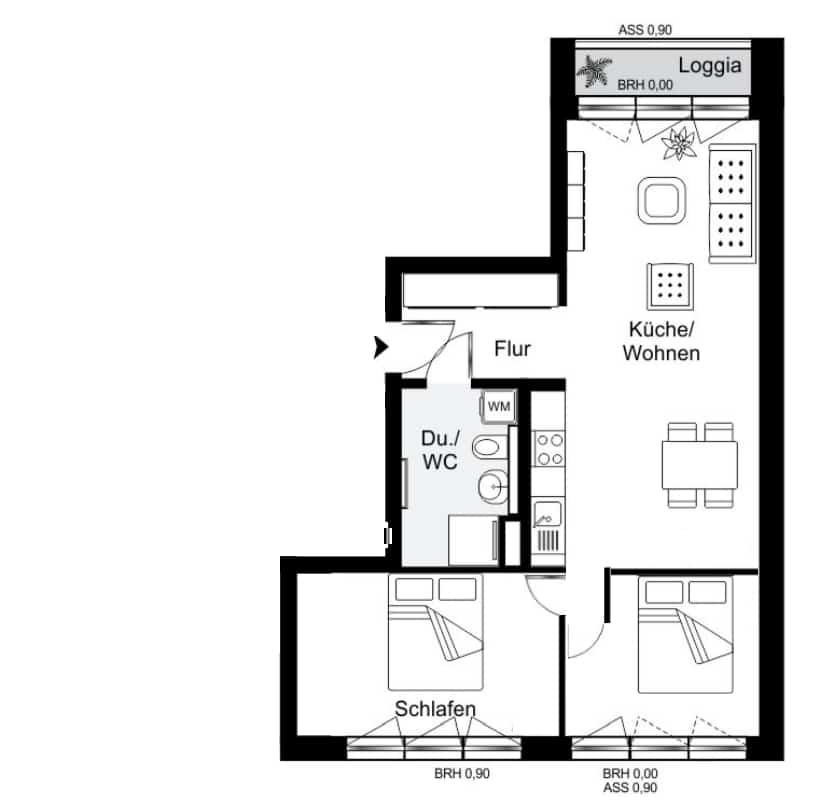 Close to Schönhauser Allee - Brand-new 2-room apartment with spacious balcony - floor plan