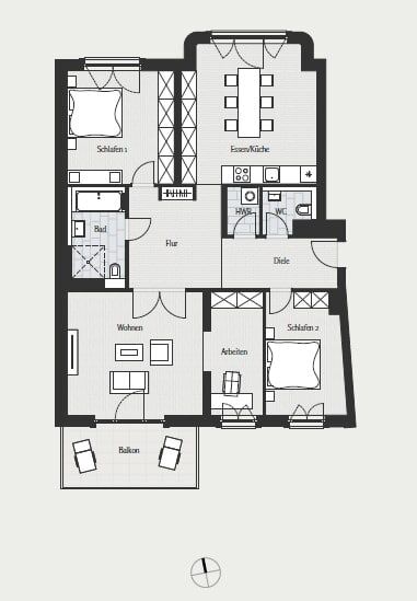 Prestige 4 bedroom apartment in the best location of Schöneberg for sale - floor plan