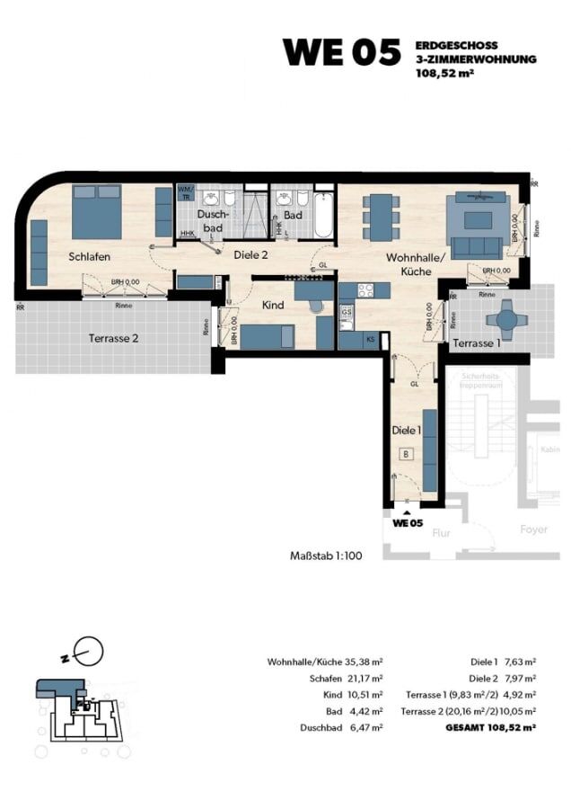 Brand-New 3-Room Luxury Apartment in Prime Kreuzberg with Terrace! Steps from Viktoriapark & Gleisdreieck - floor plan