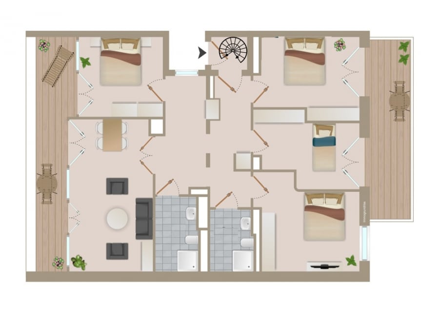 Kollwitzstplatz: 5-room Penthouse with Roof Terrace, Wasserturm & Skyline views - Floorplan