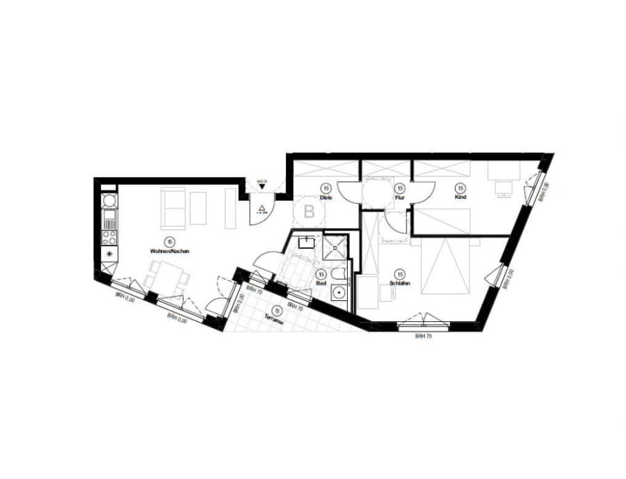 Upscale New build 3-room garden apartment for sale in central location - floor plan